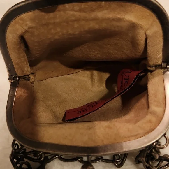 JUICY COUTURE Rare Gold Mettalic Leather Evening Purse With Rhinestones - Picture 5 of 8